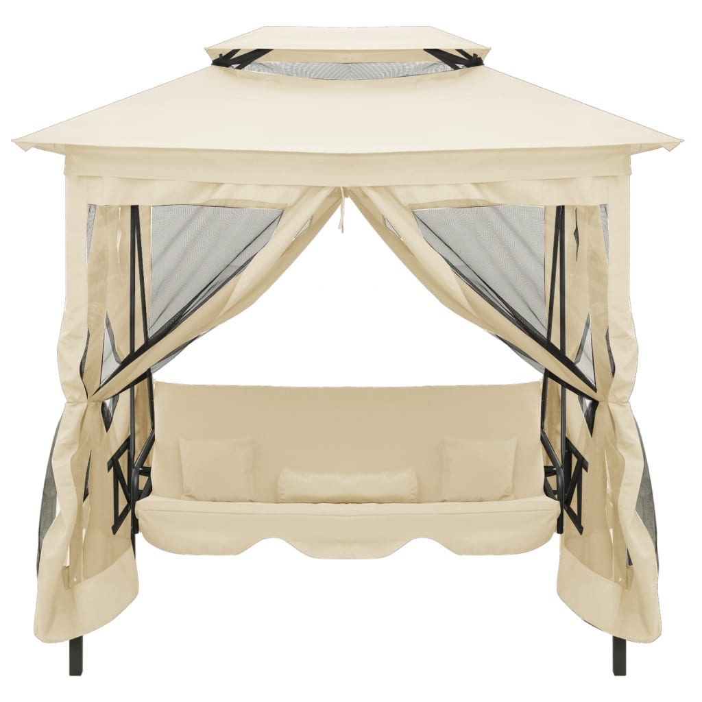 8718475557098_g_en_hd_1 vidaXL Gazebo Convertible Swing Bench Cream White - Image 2