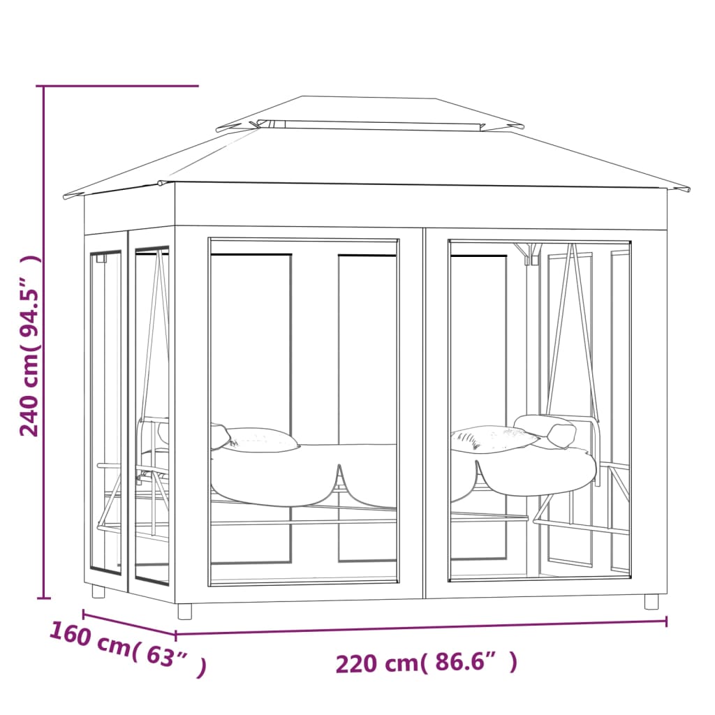 8718475557098_g_en_hd_5 vidaXL Gazebo Convertible Swing Bench Cream White - Image 6