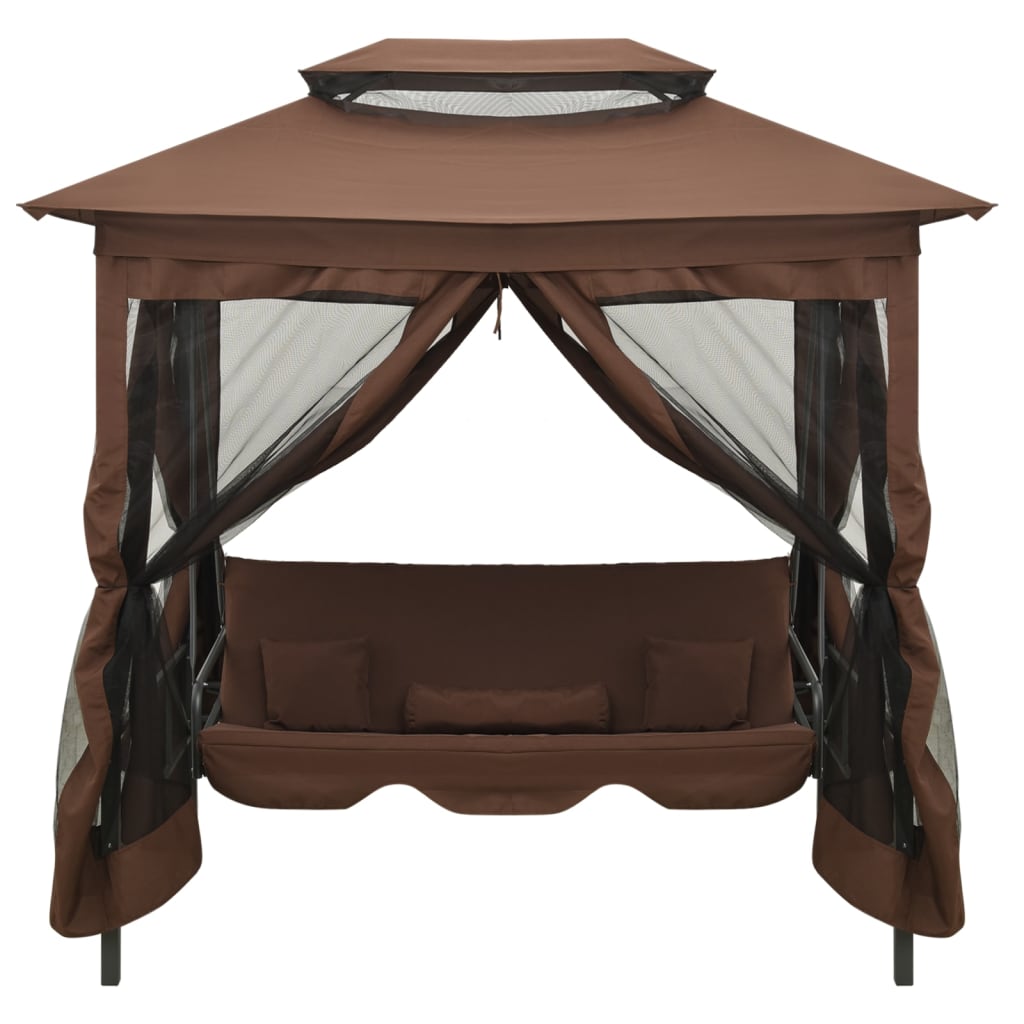 8718475557104_g_en_hd_1 vidaXL Gazebo Convertible Swing Bench Coffee - Image 2