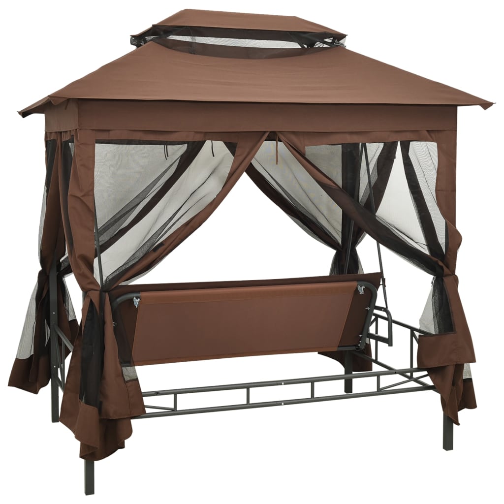 8718475557104_g_en_hd_3 vidaXL Gazebo Convertible Swing Bench Coffee - Image 4