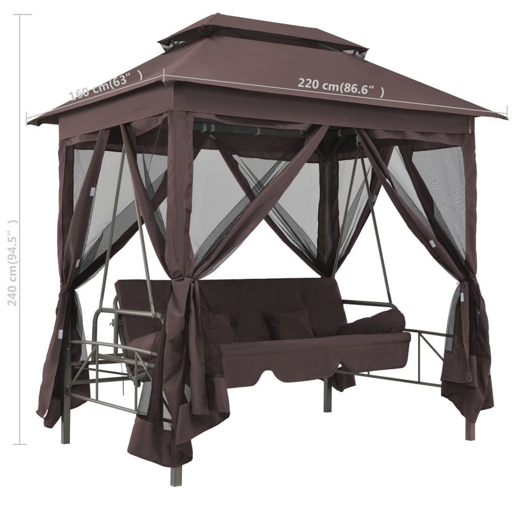 8718475557104_g_en_hd_5 vidaXL Gazebo Convertible Swing Bench Coffee - Image 6