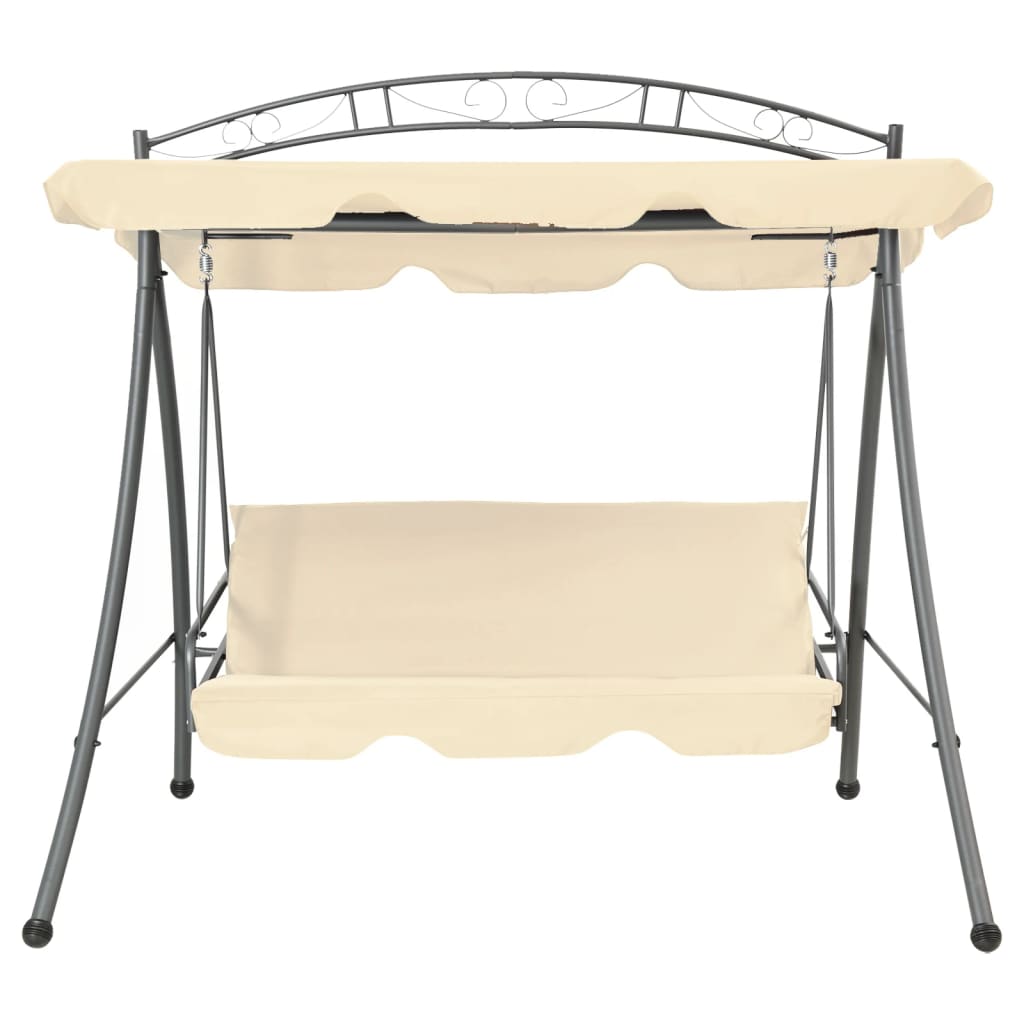 8718475557111_g_en_hd_1 vidaXL Outdoor Convertible Swing Bench with Canopy Sand White - Image 2