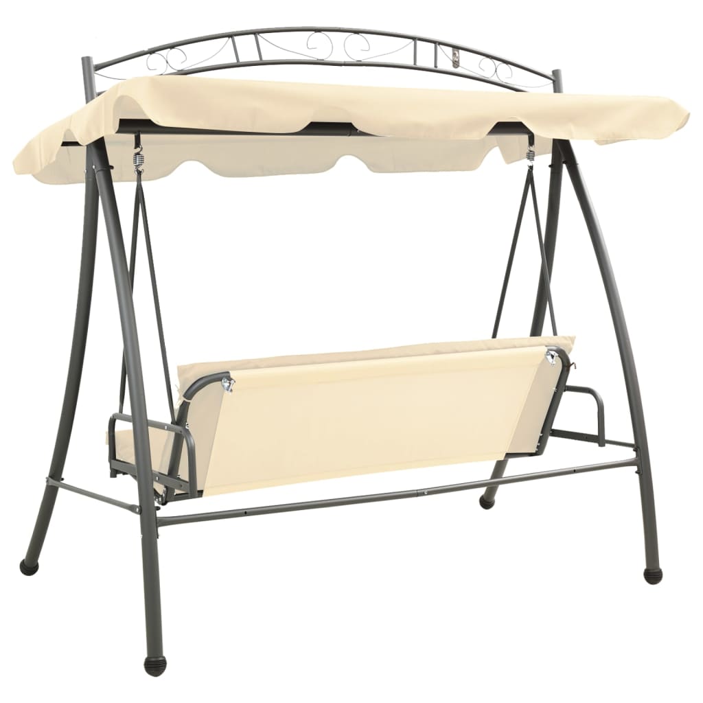 8718475557111_g_en_hd_3 vidaXL Outdoor Convertible Swing Bench with Canopy Sand White - Image 4