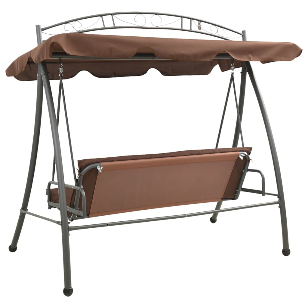 8718475557128_g_en_hd_3 vidaXL Outdoor Convertible Swing Bench with Canopy Coffee - Image 4