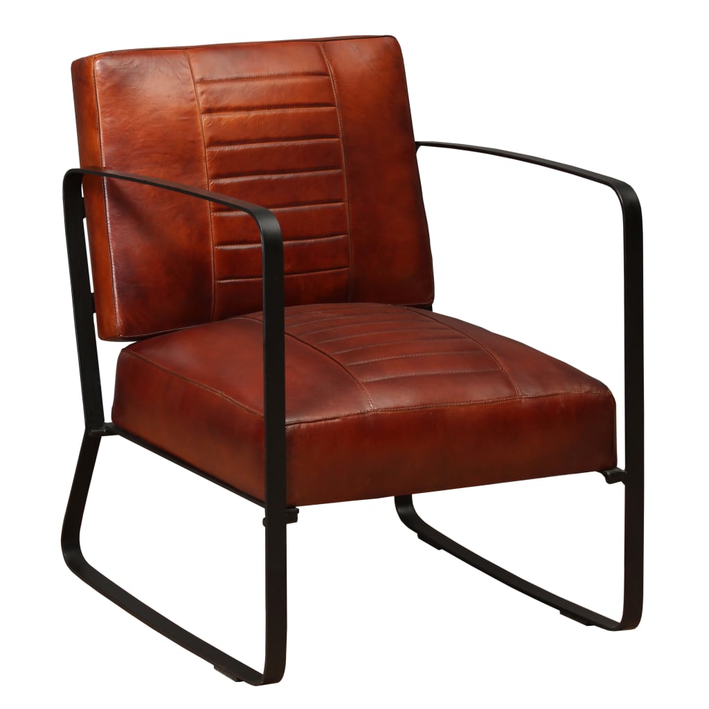 8718475557197_a_en_hd_1 vidaXL Lounge Chair Brown Genuine Leather - Image 1