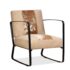 vidaXL Lounge Chair Cream Genuine Goatskin and Canvas