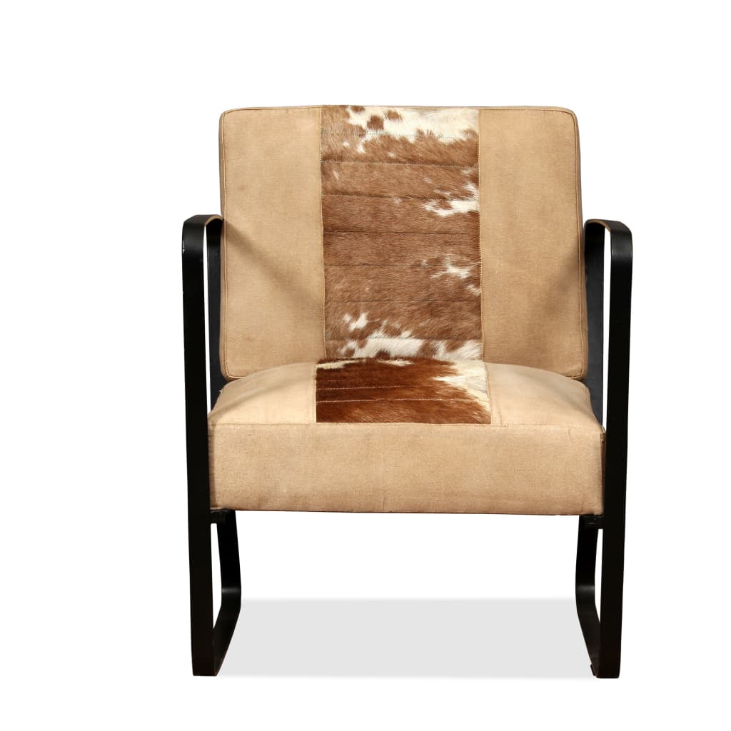 8718475557203_g_en_hd_1 vidaXL Lounge Chair Cream Genuine Goatskin and Canvas - Image 2