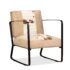 vidaXL Lounge Chair Cream Genuine Goatskin and Canvas - Image 5