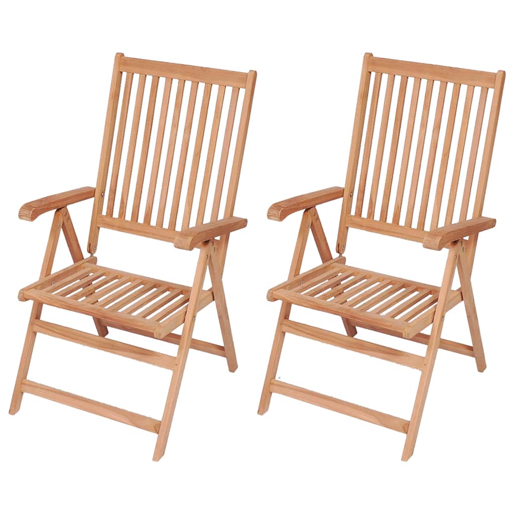 vidaXL Reclining Garden Chairs 2 pcs Solid Teak Wood