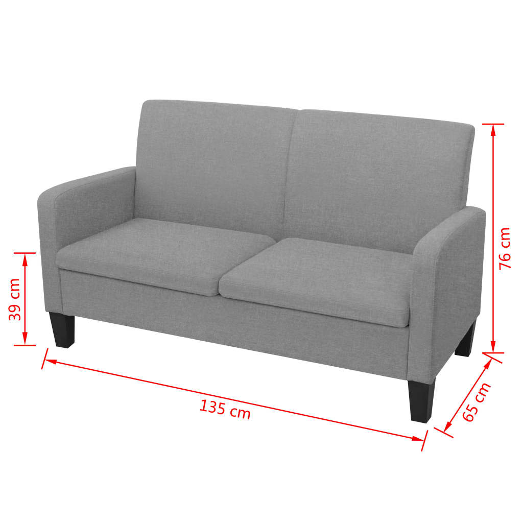 8718475564614_g_en_hd_3 vidaXL 2-Seater Sofa 135x65x76 cm Light Grey - Image 4