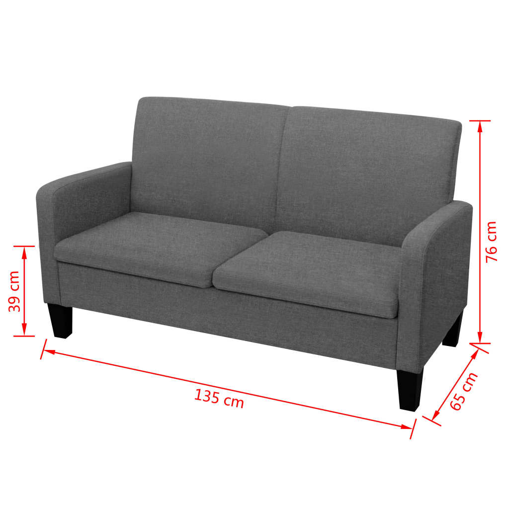 8718475564621_g_en_hd_3 vidaXL 2-Seater Sofa 135x65x76 cm Dark Grey - Image 4