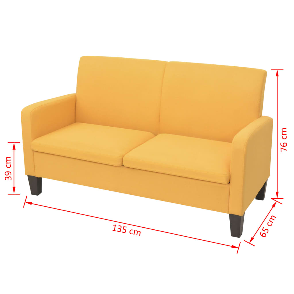 8718475564638_g_en_hd_3 vidaXL 2-Seater Sofa 135x65x76 cm Yellow - Image 4