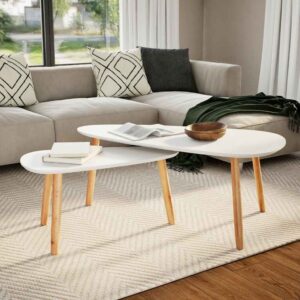 vidaXL Coffee Table Set 2 Pieces Solid Pinewood White