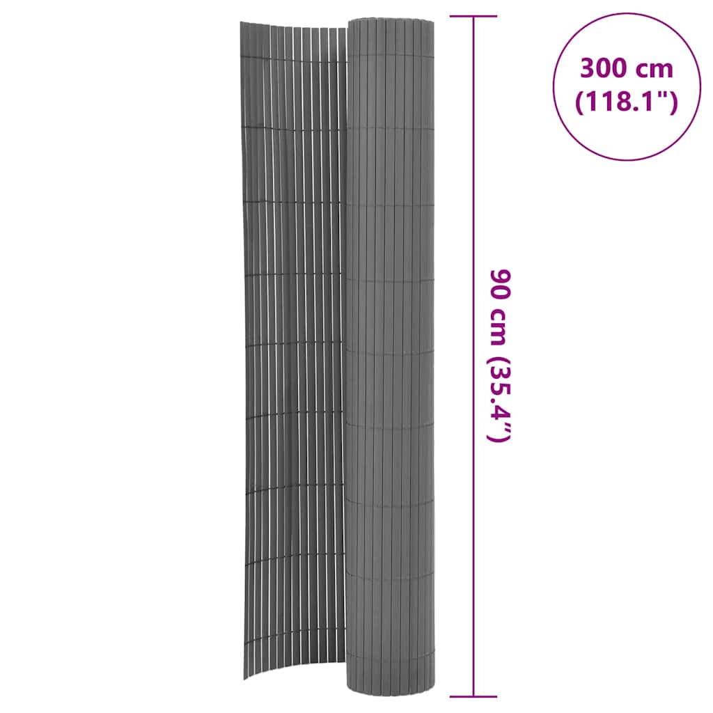 8718475565949_g_en_hd_5 vidaXL Double-Sided Garden Fence PVC 90x300 cm Grey - Image 6