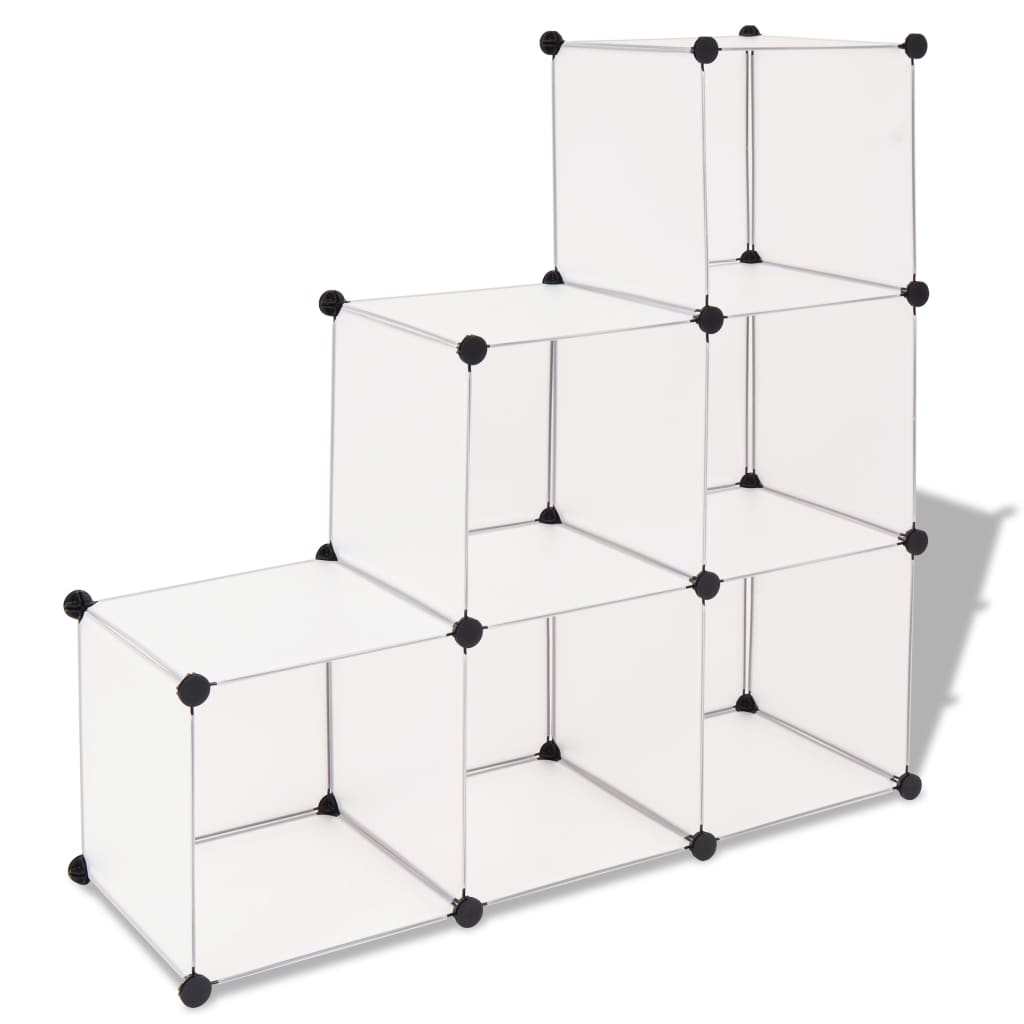 8718475566366_a_en_hd_1 vidaXL Storage Cube Organiser with 6 Compartments White - Image 1