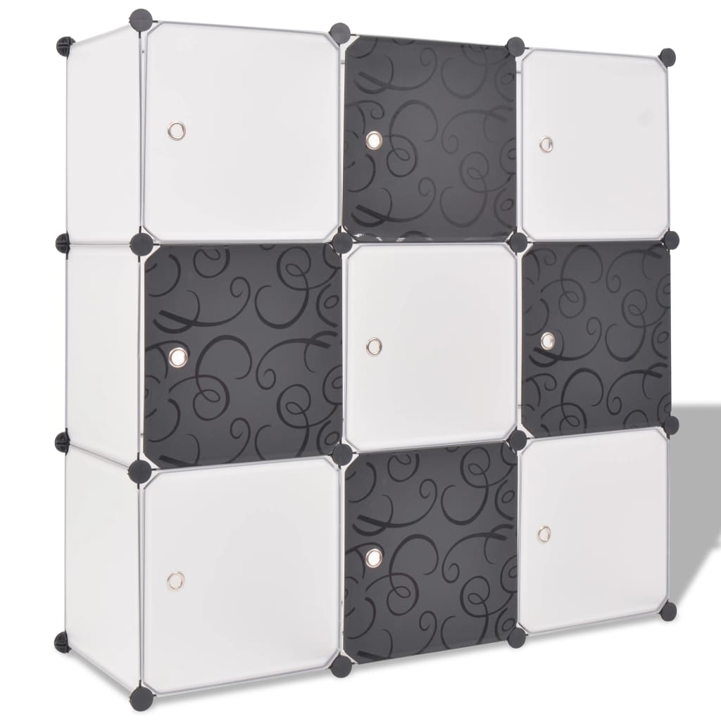 8718475566380_a_en_hd_1 vidaXL Storage Cube Organiser with 9 Compartments Black and White - Image 1