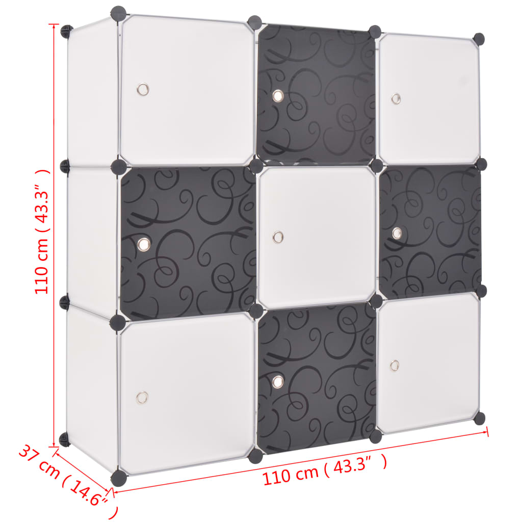 8718475566380_g_en_hd_4 vidaXL Storage Cube Organiser with 9 Compartments Black and White - Image 5