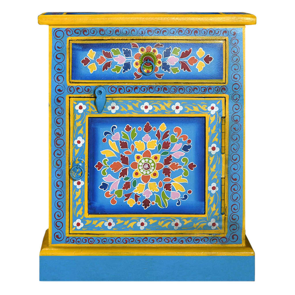 8718475568063_g_en_hd_2 vidaXL Bedside Cabinet Solid Mango Wood Turquoise Hand Painted - Image 4