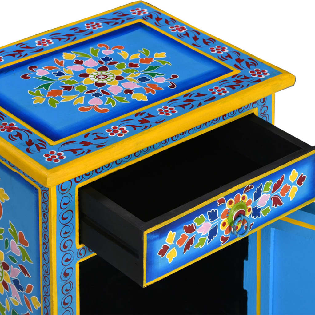 8718475568063_g_en_hd_3 vidaXL Bedside Cabinet Solid Mango Wood Turquoise Hand Painted - Image 5