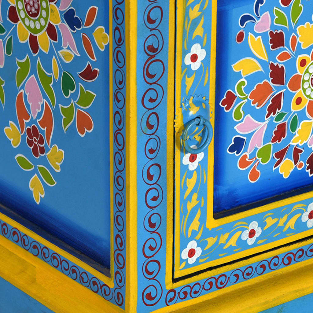 8718475568063_g_en_hd_5 vidaXL Bedside Cabinet Solid Mango Wood Turquoise Hand Painted - Image 7