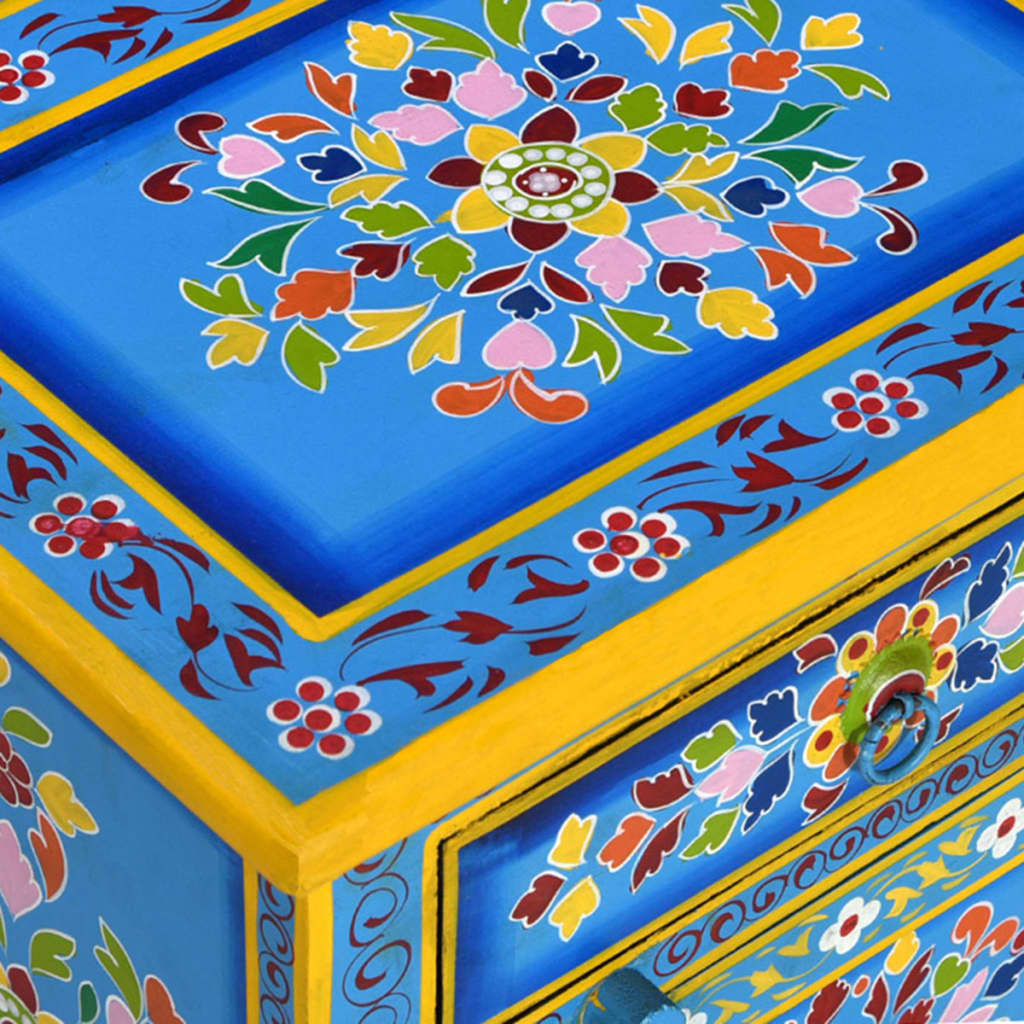8718475568063_g_en_hd_7 vidaXL Bedside Cabinet Solid Mango Wood Turquoise Hand Painted - Image 9