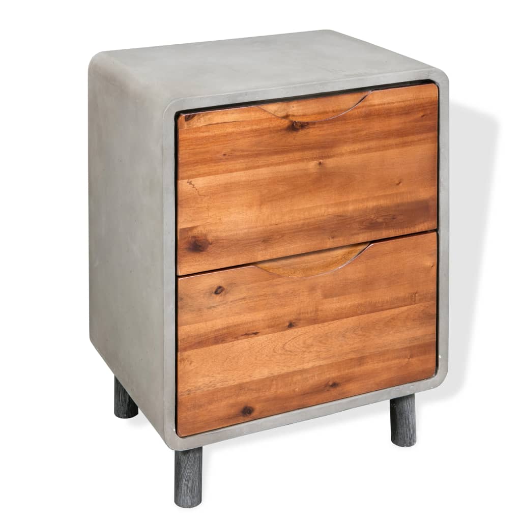 8718475568254_a_en_hd_1 vidaXL Nightstand Concrete Solid Acacia Wood 40x30x50 cm - Image 1