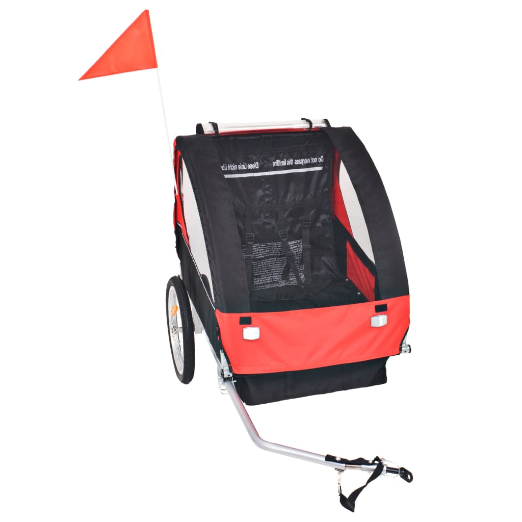 8718475568407_g_en_hd_1 vidaXL Bike Trailer Red and Black 30 kg - Image 2