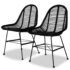 vidaXL Dining Chairs 2 pcs Black Natural Rattan