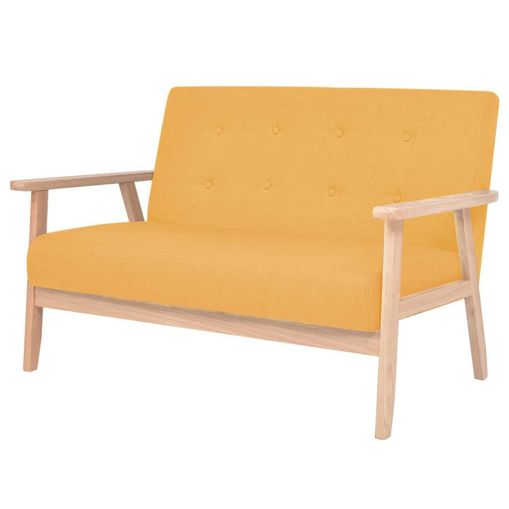 8718475569541_a_en_hd_1 vidaXL 2-Seater Sofa Fabric Yellow - Image 1