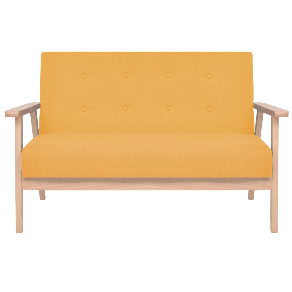 8718475569541_g_en_hd_1 vidaXL 2-Seater Sofa Fabric Yellow - Image 2