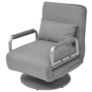 vidaXL Swivel Chair and Sofa Bed Light Grey Fabric