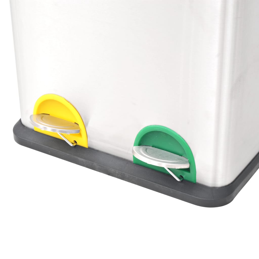 8718475570028_g_en_hd_2 vidaXL Recycling Pedal Bin Garbage Trash Bin Stainless Steel 36 L - Image 3