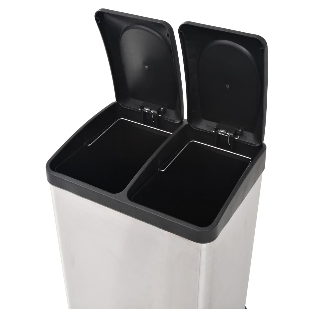 8718475570028_g_en_hd_4 vidaXL Recycling Pedal Bin Garbage Trash Bin Stainless Steel 36 L - Image 5