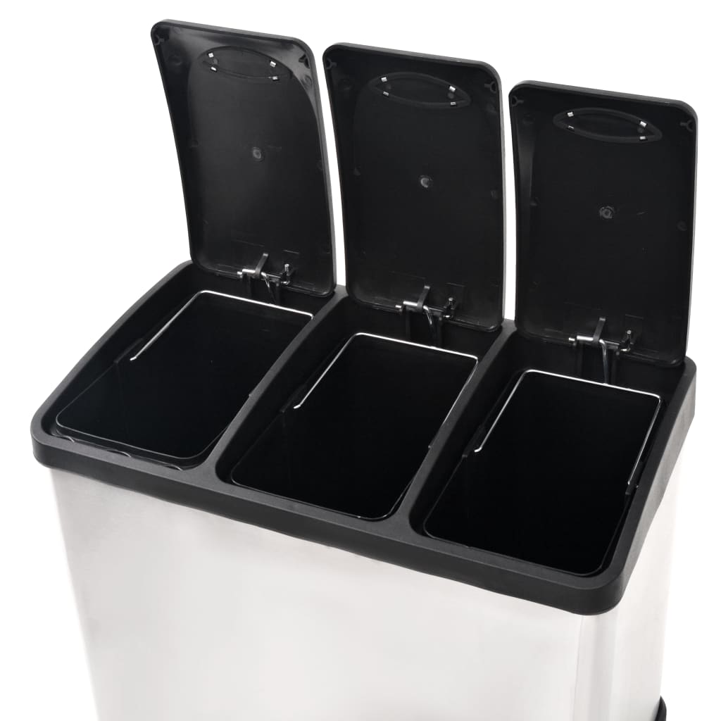 8718475570035_g_en_hd_4 vidaXL Recycling Pedal Bin Garbage Trash Bin Stainless Steel 24 L - Image 5