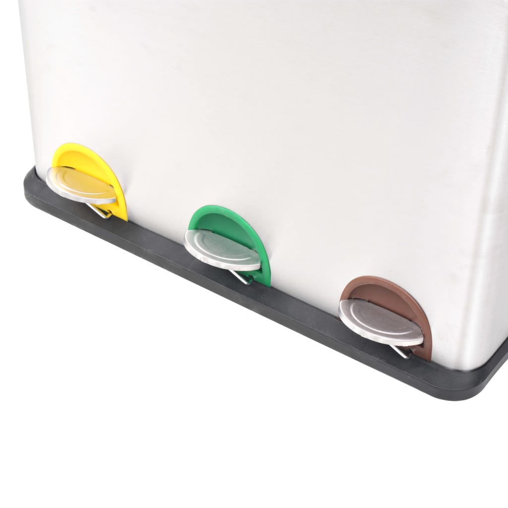 8718475570042_g_en_hd_2 vidaXL Recycling Pedal Bin Garbage Trash Bin Stainless Steel 54 L - Image 3