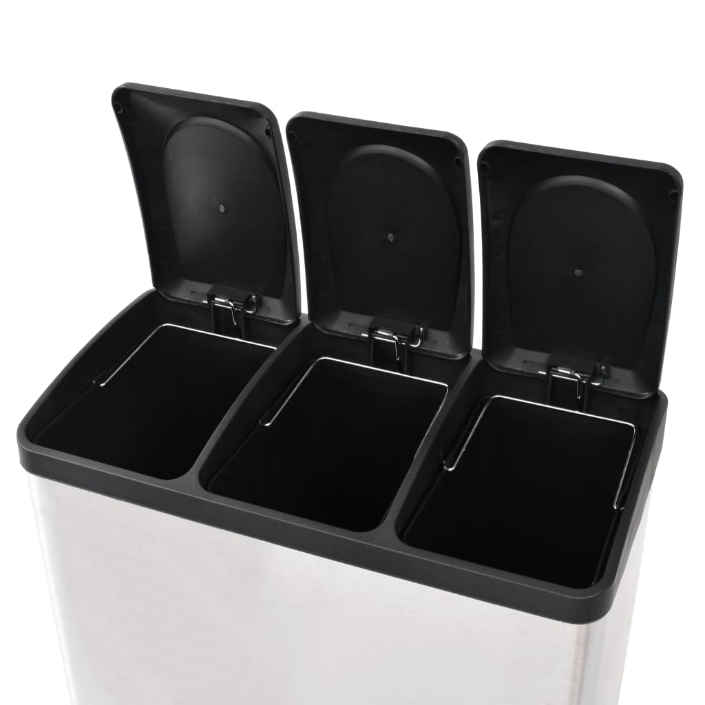8718475570042_g_en_hd_4 vidaXL Recycling Pedal Bin Garbage Trash Bin Stainless Steel 54 L - Image 5