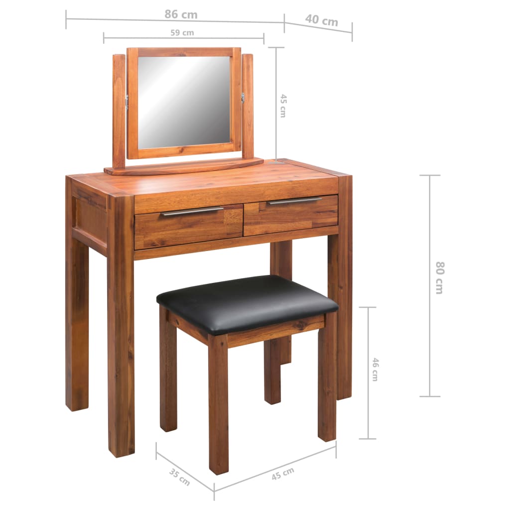 8718475571384_g_en_hd_7 vidaXL Dressing Table with Stool and Mirror Solid Acacia Wood - Image 9