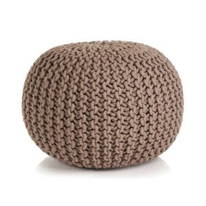 vidaXL Hand-Knitted Pouffe Cotton 50x35 cm Brown