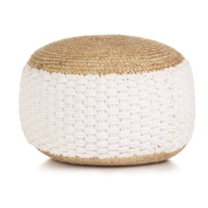 vidaXL Woven/Knitted Pouffe Jute Cotton 50x35 cm White