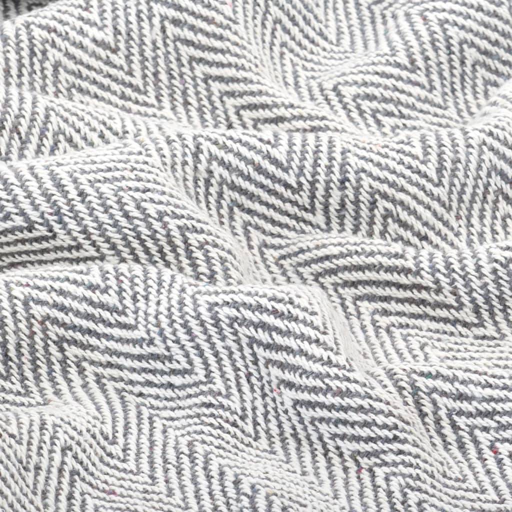 8718475573807_g_en_hd_4 vidaXL Throw Cotton Herringbone 125x150 cm Grey - Image 5