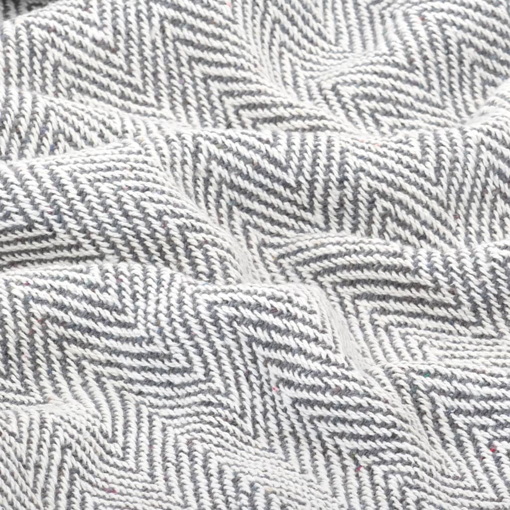 8718475573821_g_en_hd_4 vidaXL Throw Cotton Herringbone 220x250 cm Grey - Image 5