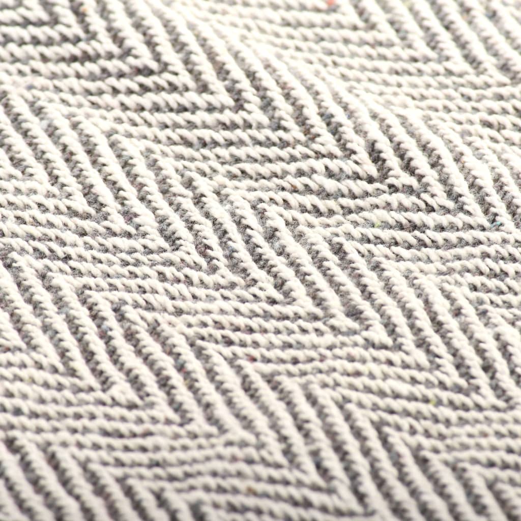 8718475573821_g_en_hd_5 vidaXL Throw Cotton Herringbone 220x250 cm Grey - Image 6