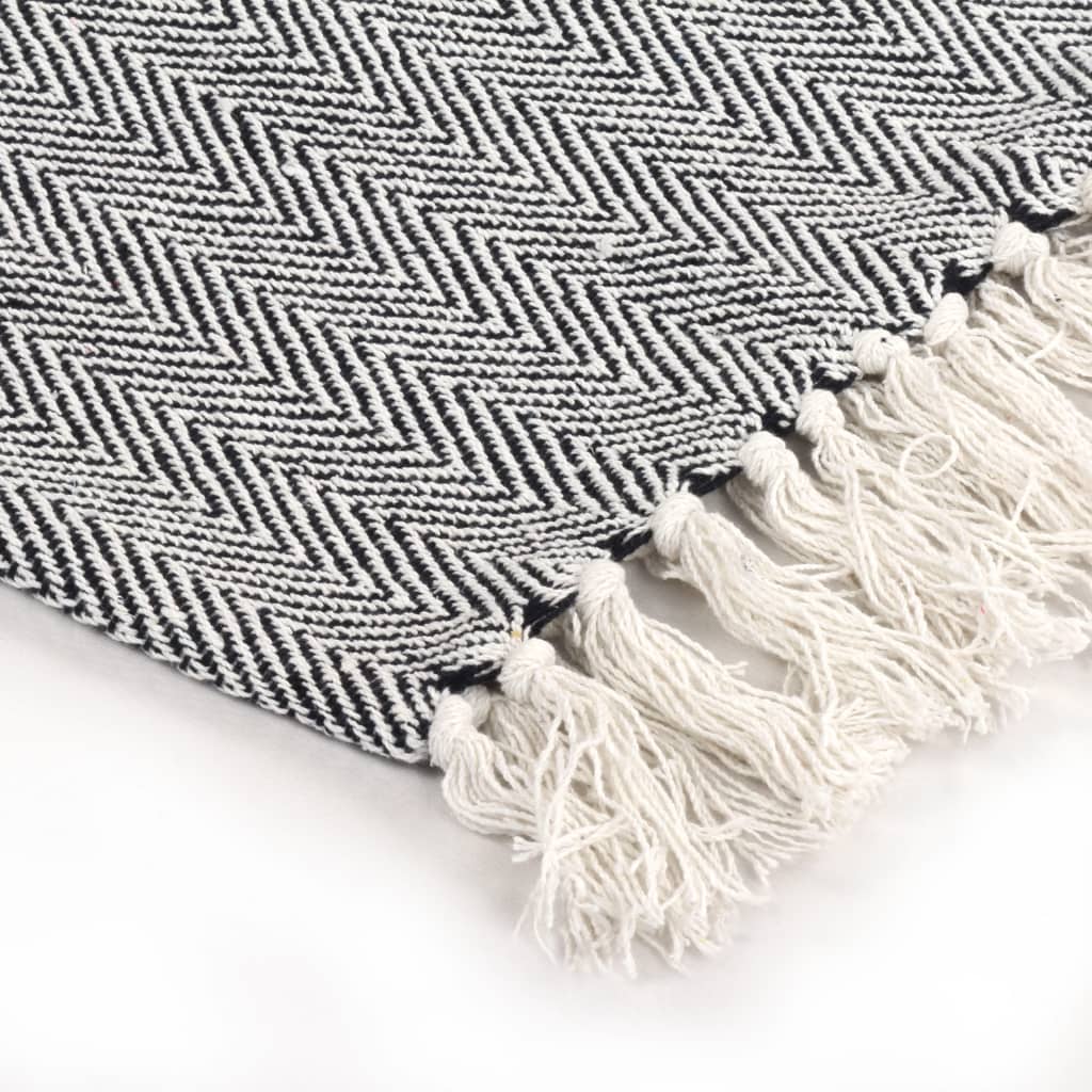 8718475573845_g_en_hd_3 vidaXL Throw Cotton Herringbone 160x210 cm Navy Blue - Image 4