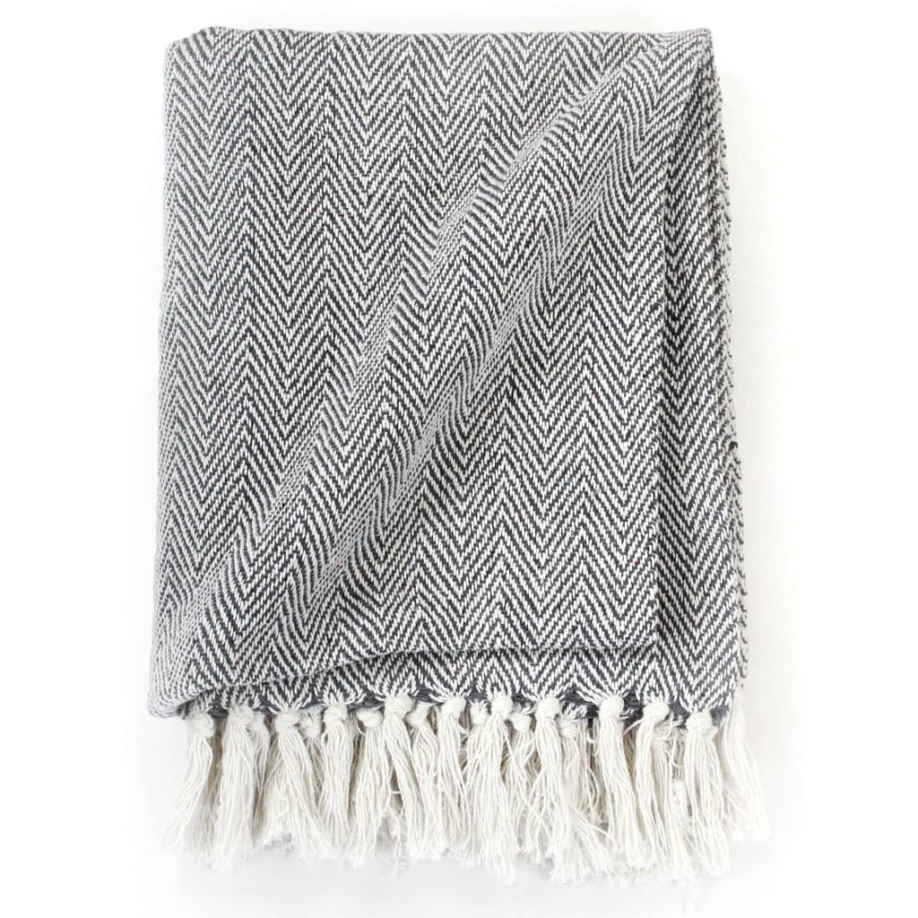 8718475573852_g_en_hd_2 vidaXL Throw Cotton Herringbone 220x250 cm Navy Blue - Image 3