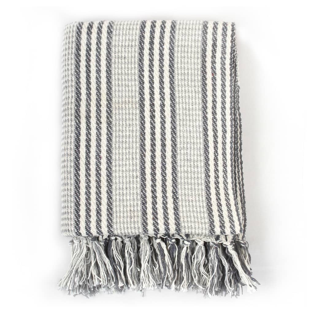 8718475573906_g_en_hd_1 vidaXL Throw Cotton Stripes 160x210 cm Grey and White - Image 2