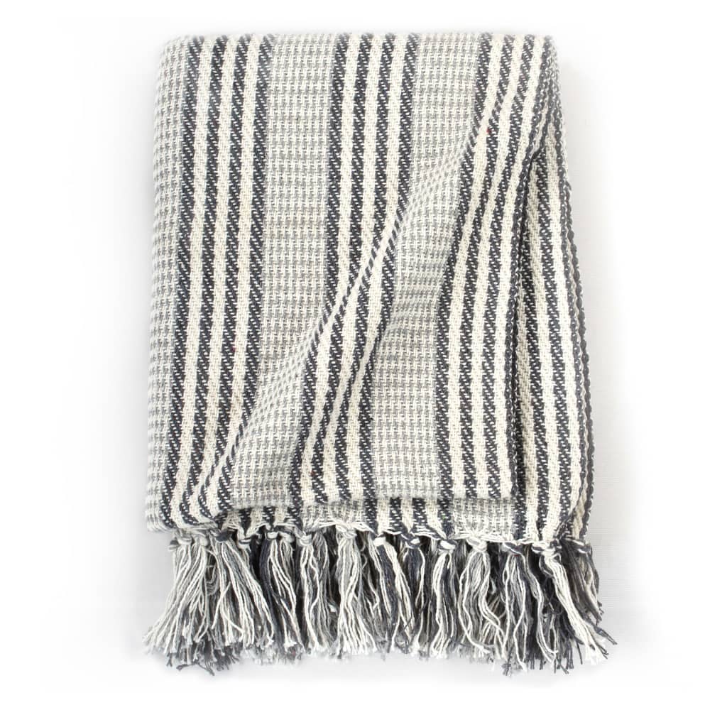 8718475573906_g_en_hd_2 vidaXL Throw Cotton Stripes 160x210 cm Grey and White - Image 3