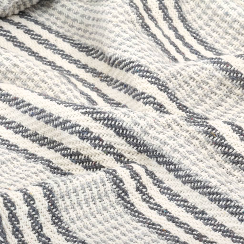 8718475573906_g_en_hd_4 vidaXL Throw Cotton Stripes 160x210 cm Grey and White - Image 5