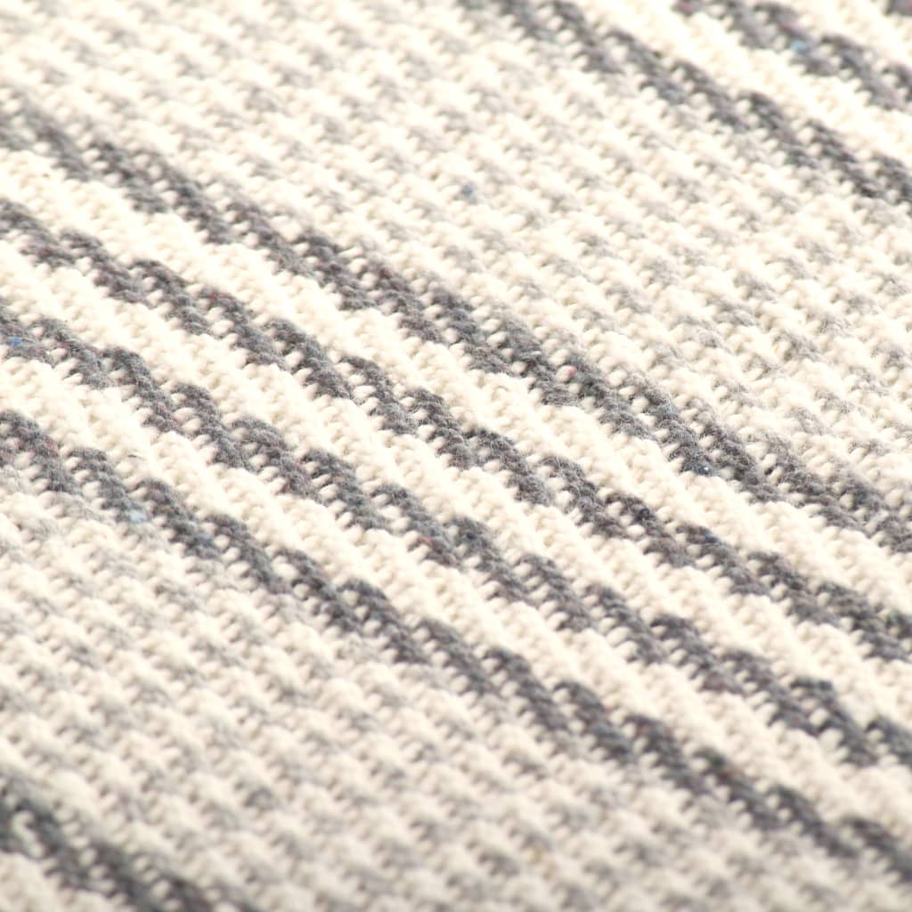 8718475573906_g_en_hd_5 vidaXL Throw Cotton Stripes 160x210 cm Grey and White - Image 6
