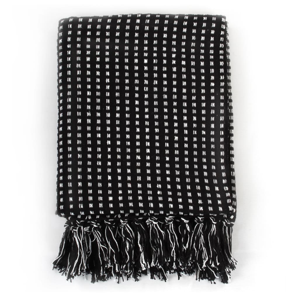 8718475573920_g_en_hd_1 vidaXL Throw Cotton Squares 125x150 cm Black - Image 2