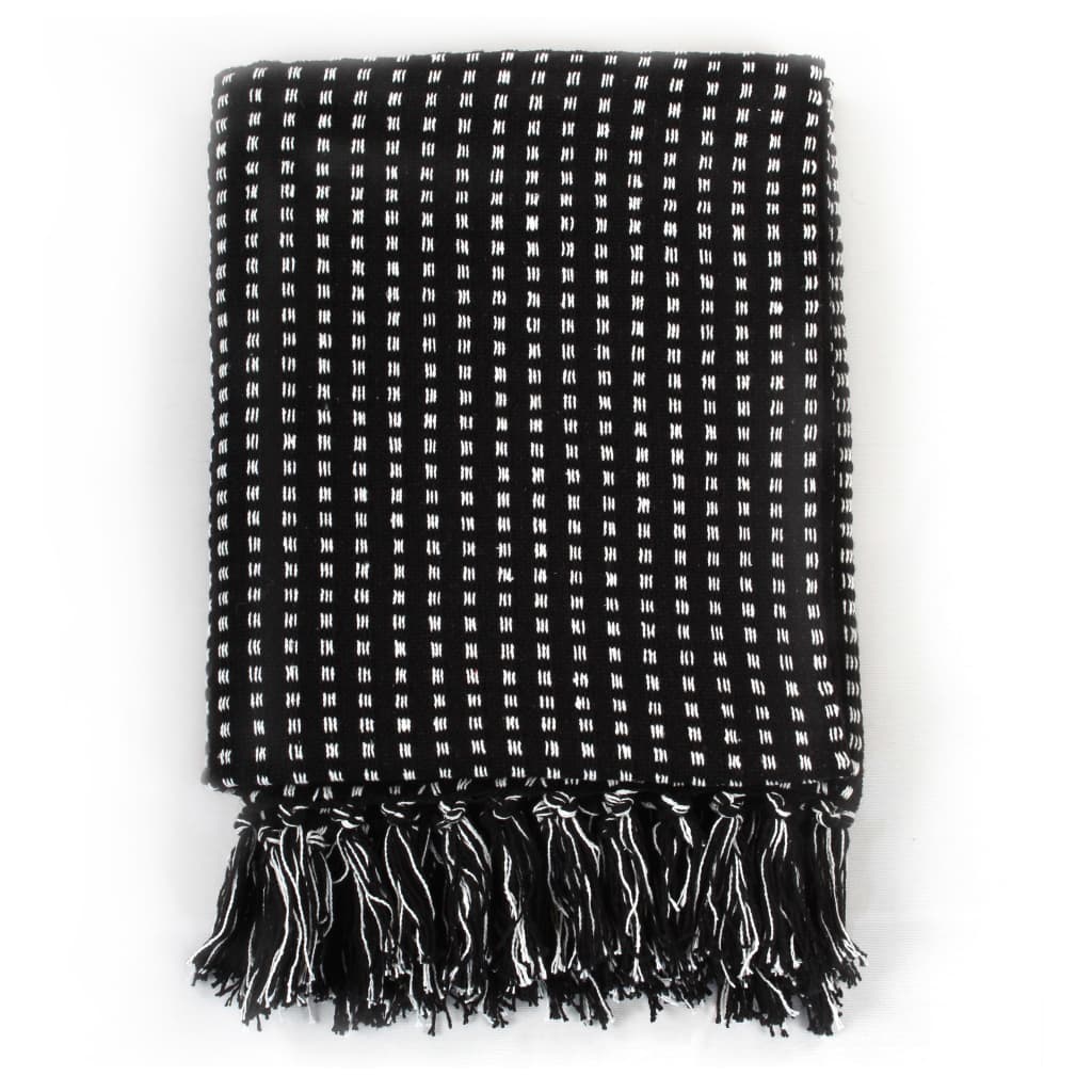 8718475573944_g_en_hd_1 vidaXL Throw Cotton Squares 220x250 cm Black - Image 2